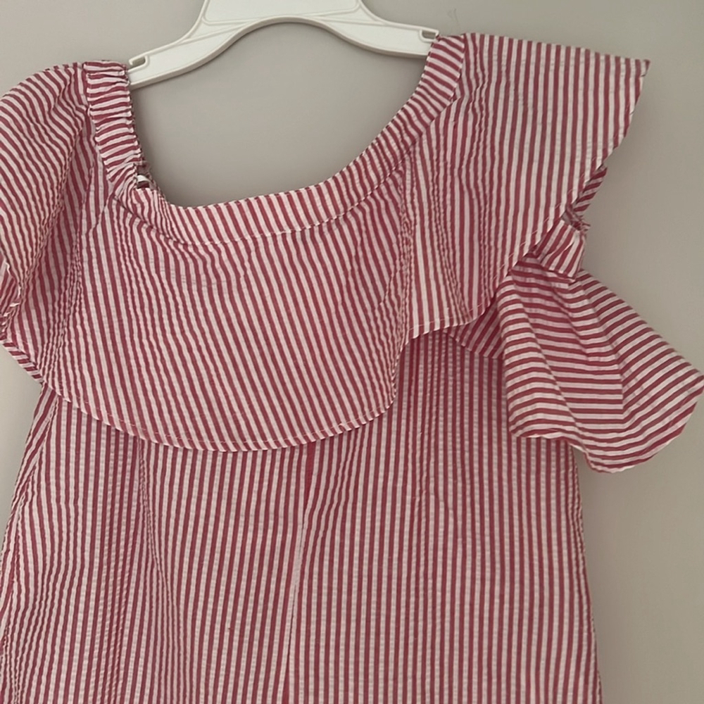 Tenax Ruffle Detail Off Shoulder Striped Top - Picture 6 of 7